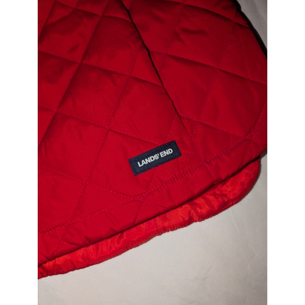 Lands End Women's Size Medium Bright Red Full Zip Puffer Vest Quilted - Picture 2 of 3
